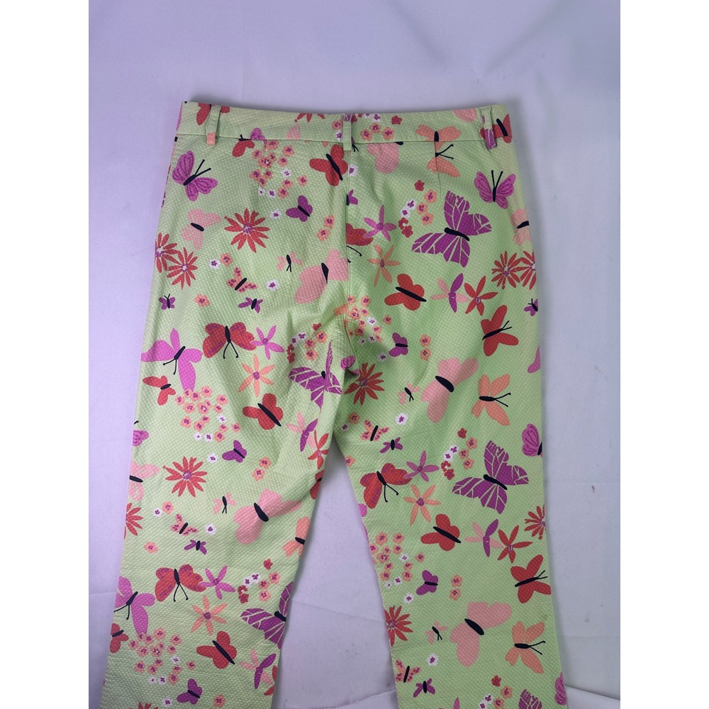 Lilly Pulitzer Bonjour Pants Size 6 White Label Green Butterfly Floral Vintage